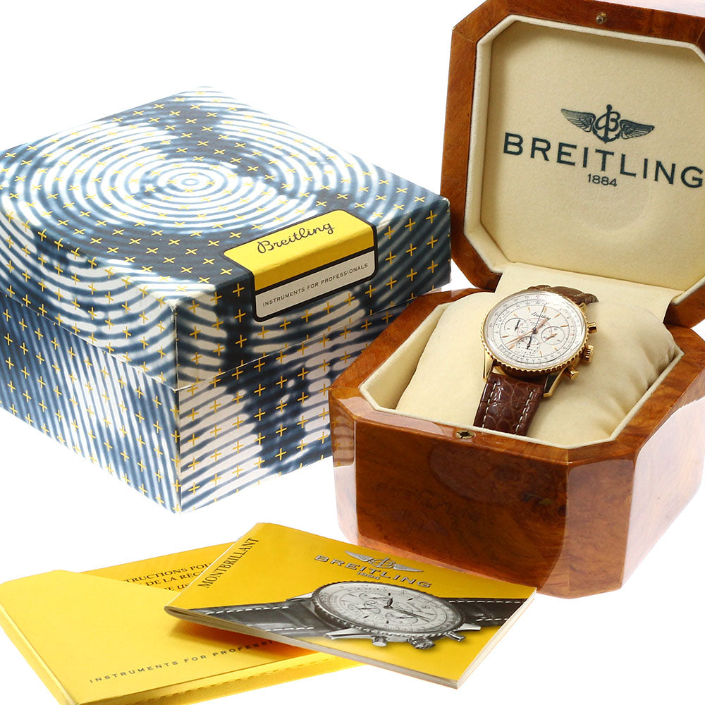 BREITLING Navitimer Montbrillant H30030.1 Chronograph K18PG Silver Dial Automatic Men's Watch_944689