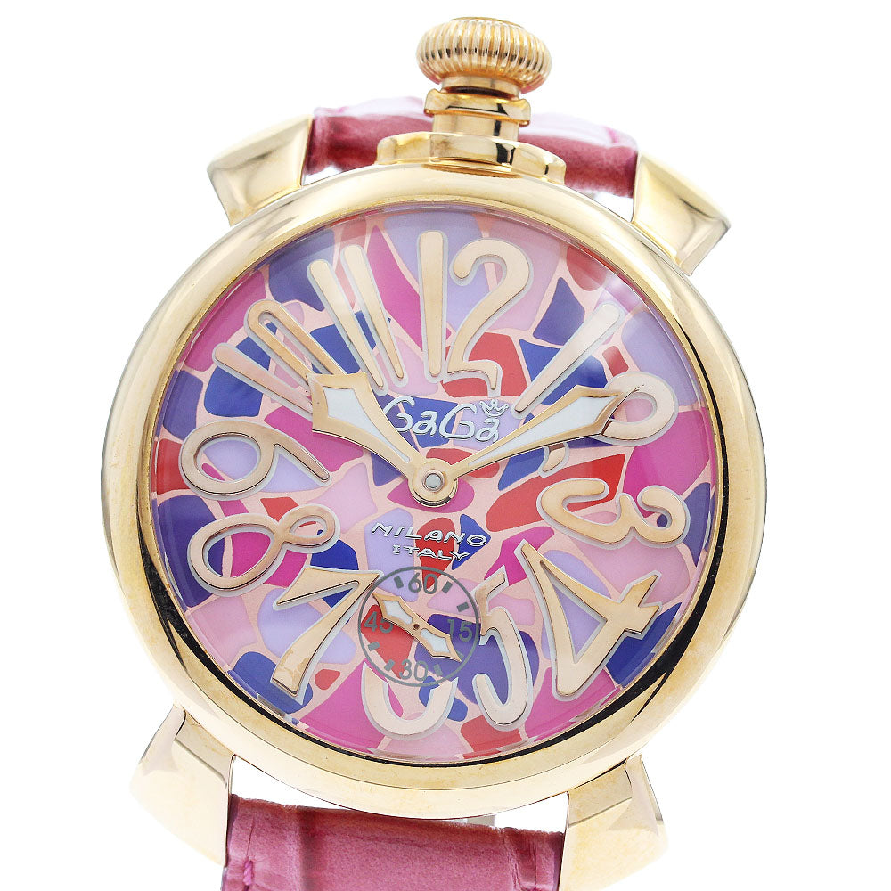 GaGa MILANO Manuale48 5011.MOS02S Small seconds Pink mosaic Dial Hand Winding Men's Watch_944764