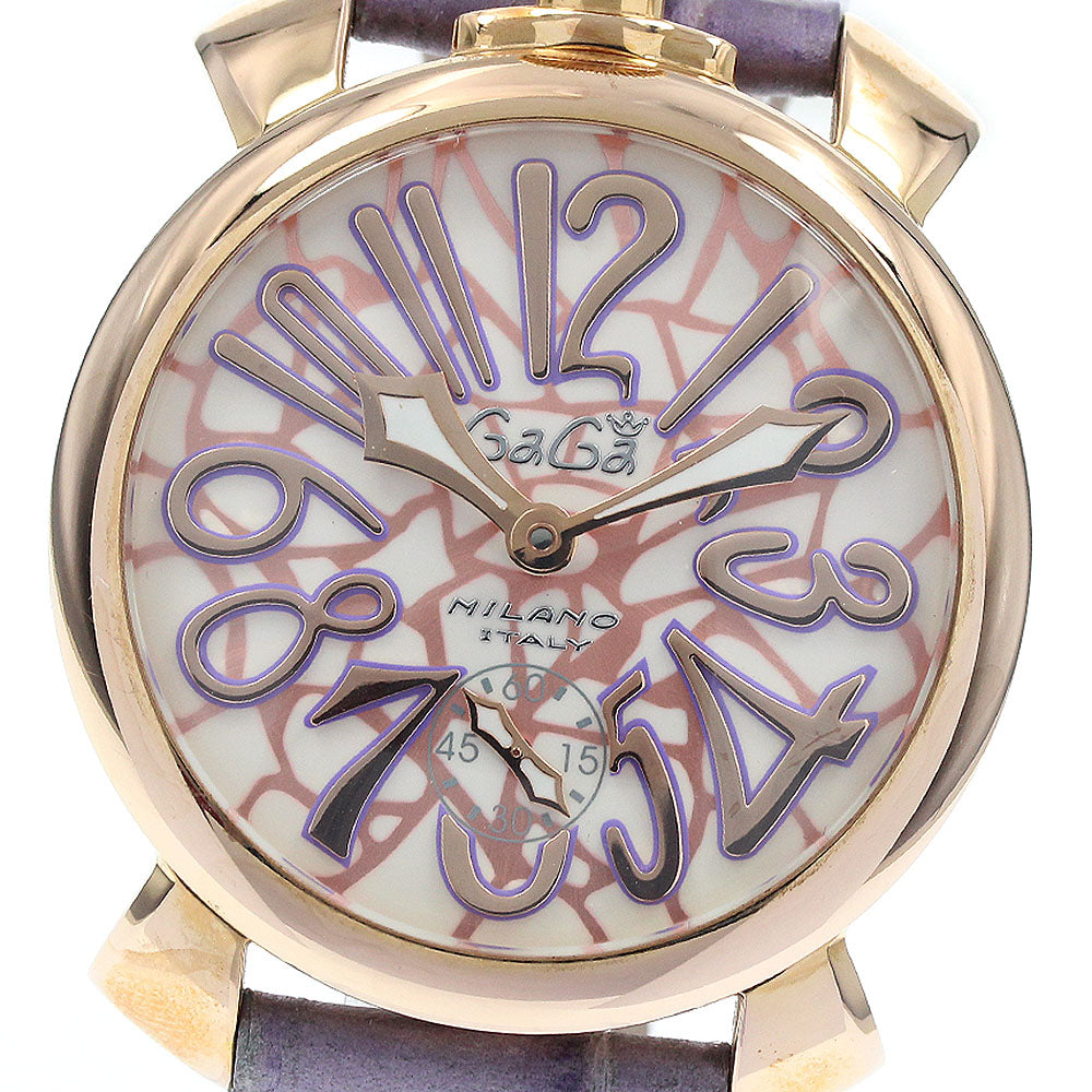 GaGa MILANO Manuale48MM Mosaic 5011MOSAICO01S Small seconds White / pink Dial Hand Winding Men's Watch_944766