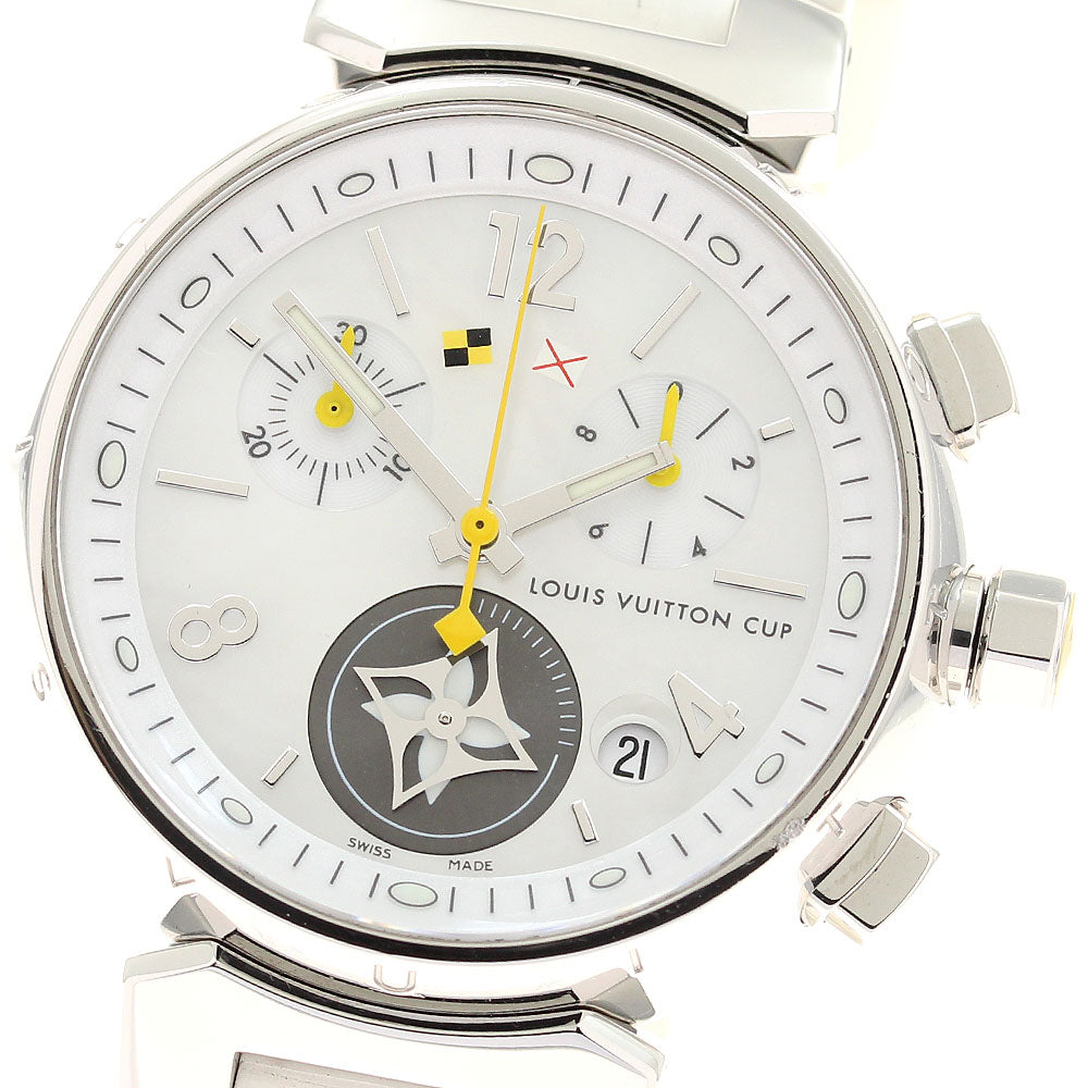 LOUIS VUITTON Tambour Lovely Cup Q132C Chronograph Date White shell Dial Quartz Ladies Watch_944900
