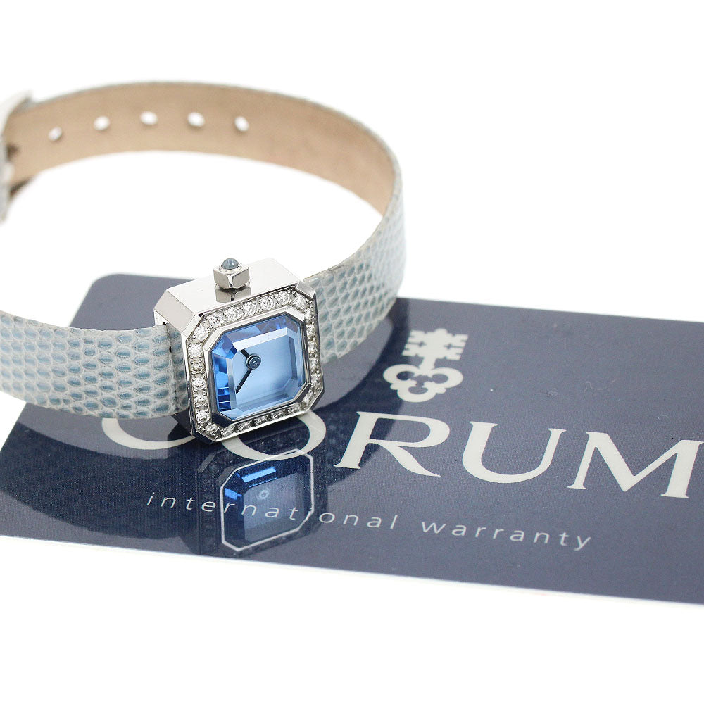 CORUM Sugar cube 137.426.47 Diamond Bezel blue Dial Quartz Ladies Watch_944956