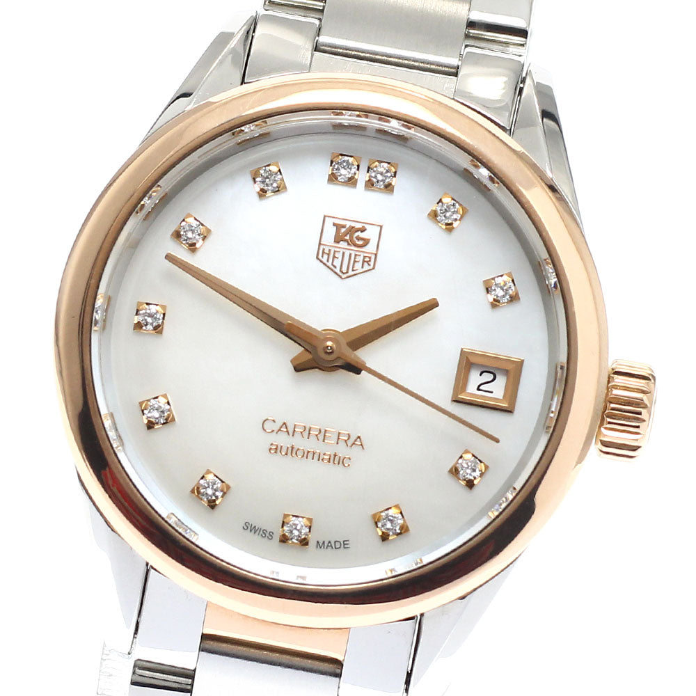 TAG HEUER Carrera WAR2452-3 Stainless Steel/PG Caliber 9 12P Diamond Date White shell Dial Automatic Ladies Watch_945011
