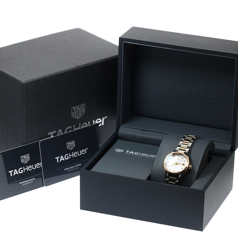 TAG HEUER Carrera WAR2452-3 Stainless Steel/PG Caliber 9 12P Diamond Date White shell Dial Automatic Ladies Watch_945011