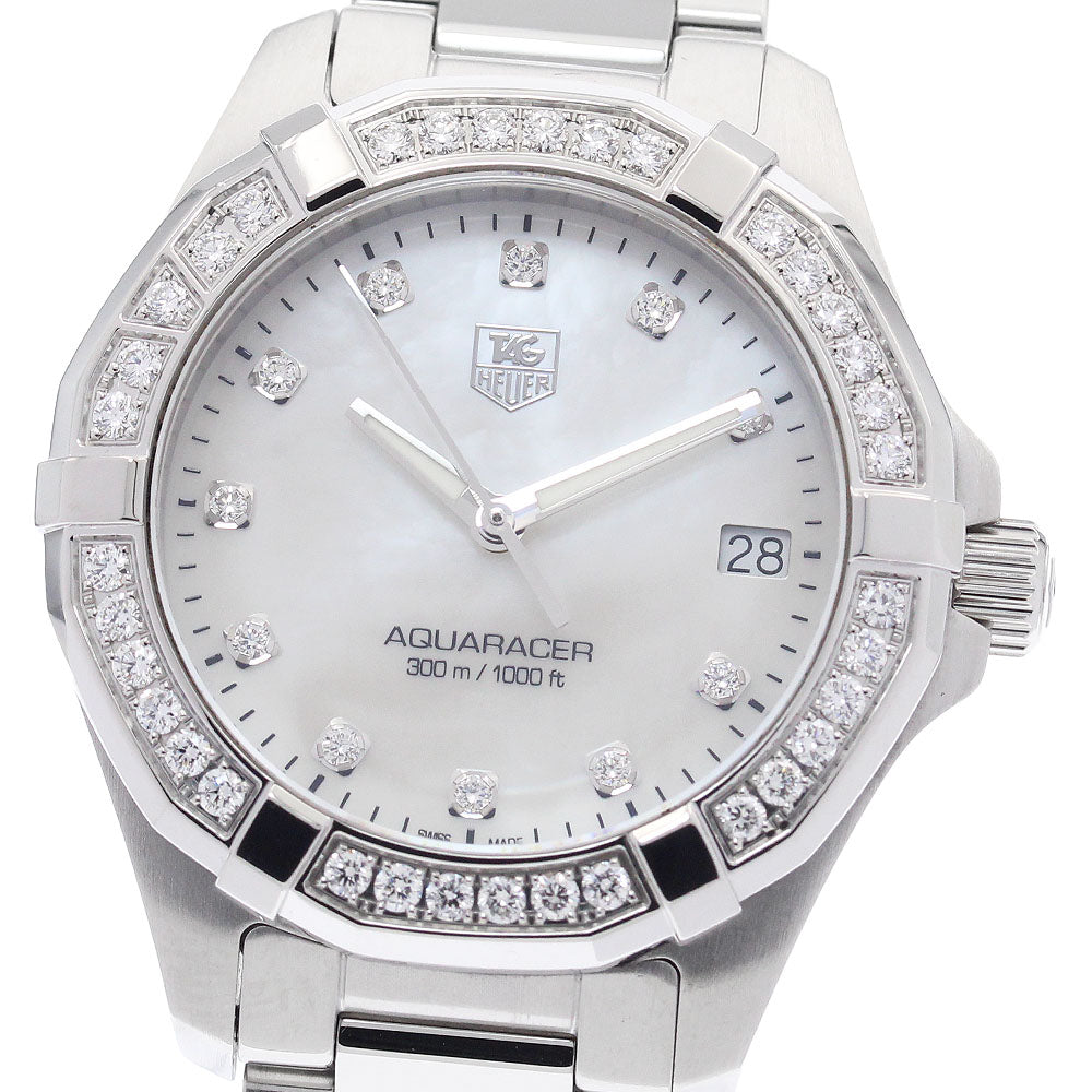 TAG HEUER Aqua racer WAY1314 11P diamond diamond bezel White shell Dial Quartz Ladies Watch_945032