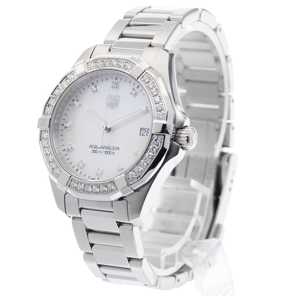 TAG HEUER Aqua racer WAY1314 11P diamond diamond bezel White shell Dial Quartz Ladies Watch_945032