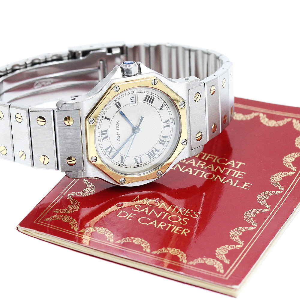 CARTIER Santos Octagon LM W2001583 Date beige Dial Quartz Men's Watch_945109