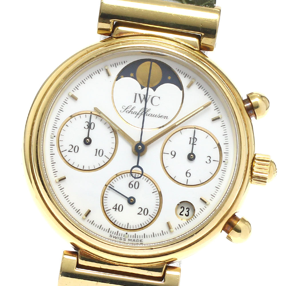 IWC SCHAFFHAUSEN Da Vinci IW953501 K18YG Chronograph Date white Dial Quartz Ladies Watch_945156