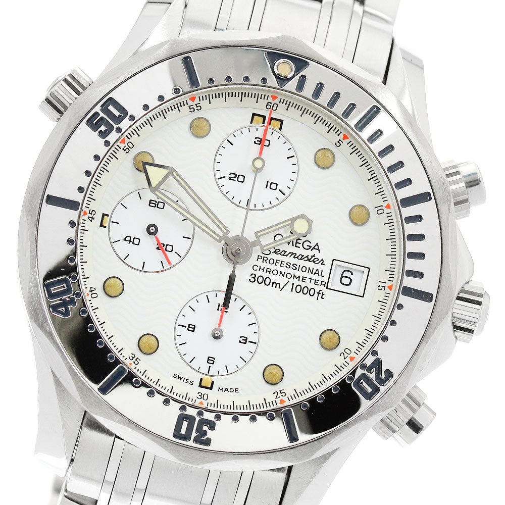 OMEGA Seamaster300 2598.20 Date Chronograph white Dial Automatic Men's_945204