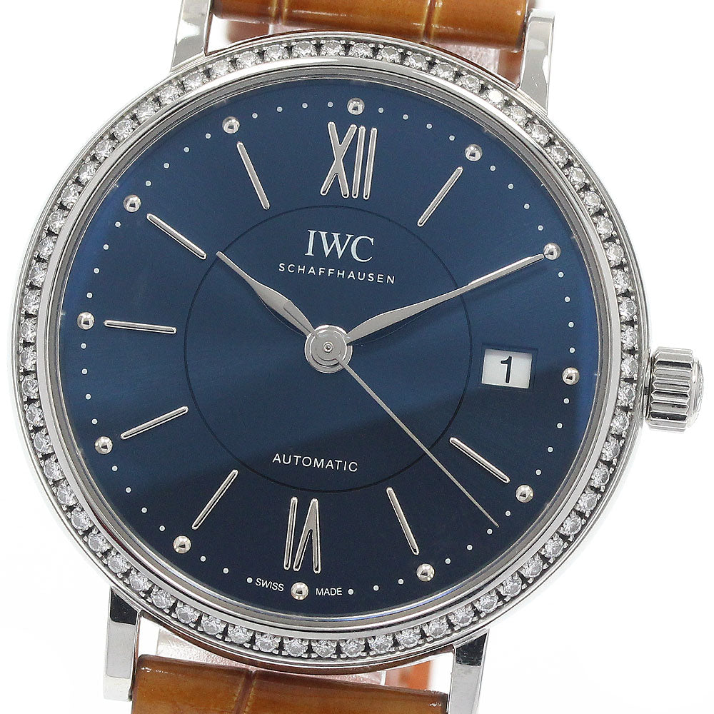 IWC SCHAFFHAUSEN Portofino 37 IW458111 Diamond Bezel Navy Dial Automatic Boy's Watch_945212