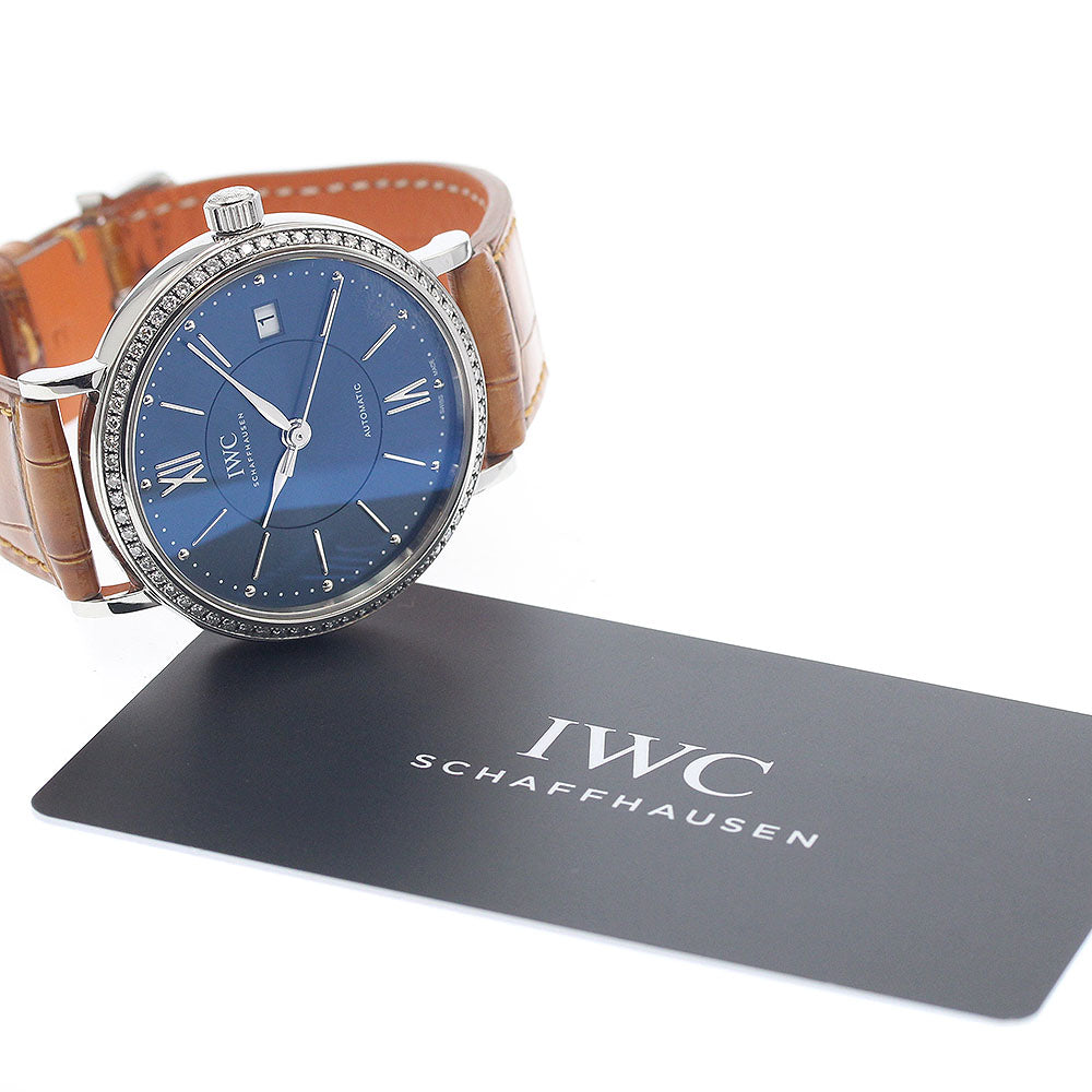 IWC SCHAFFHAUSEN Portofino 37 IW458111 Diamond Bezel Navy Dial Automatic Boy's Watch_945212