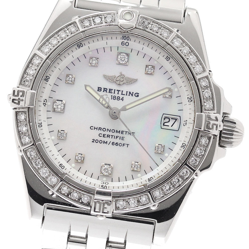 BREITLING Callisto A77346 date diamond bezel White shell Dial Quartz Ladies Watch_945266