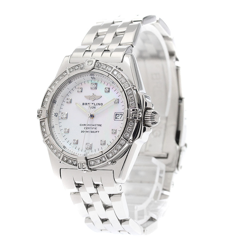 BREITLING Callisto A77346 date diamond bezel White shell Dial Quartz Ladies Watch_945266