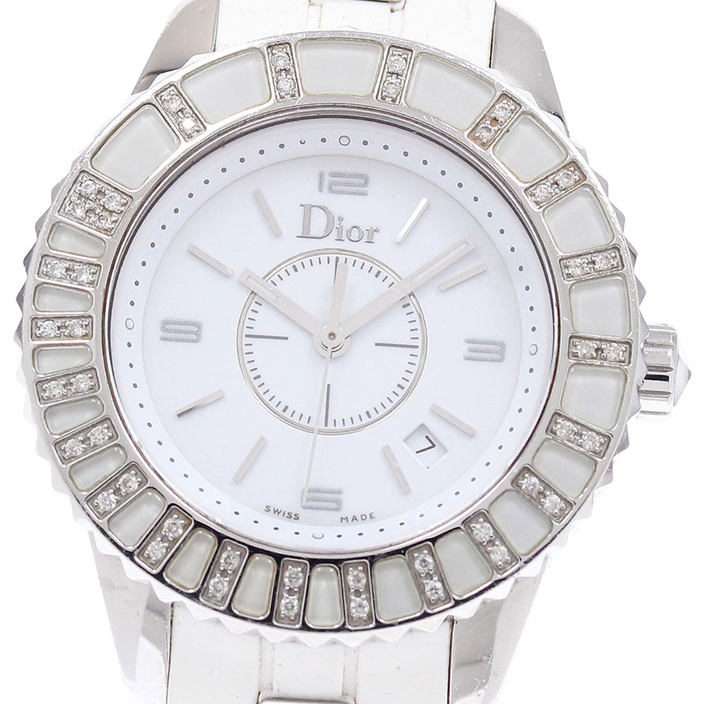 Dior crystal CD113112 diamond bezel date white Dial Quartz Ladies Watch_945304