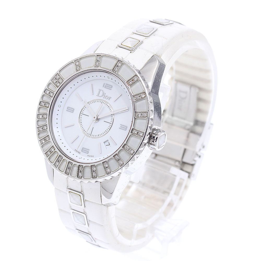 Dior crystal CD113112 diamond bezel date white Dial Quartz Ladies Watch_945304
