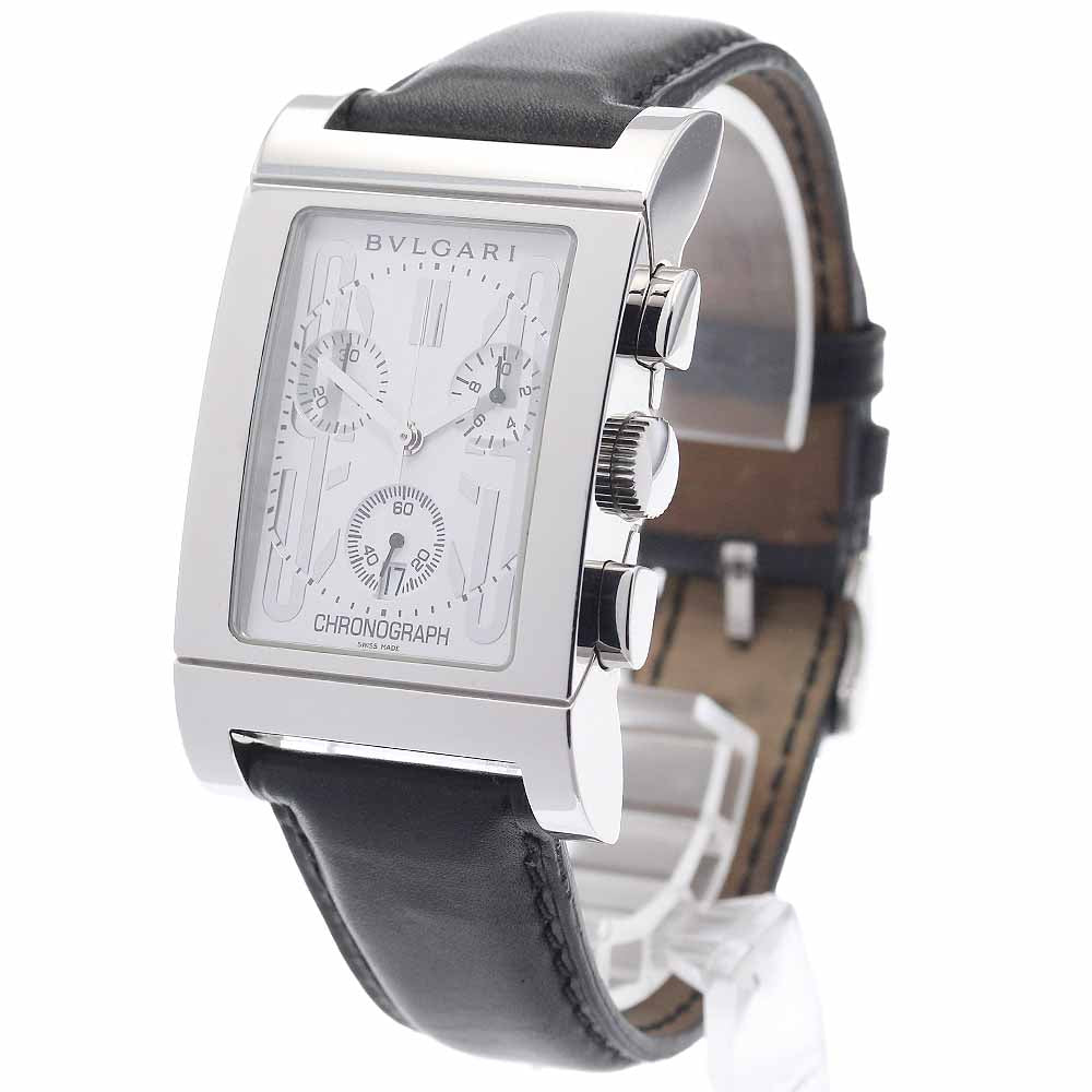 BVLGARI Rettangolo RTC49S Date Chronograph white Dial Quartz Men's Watch_945310