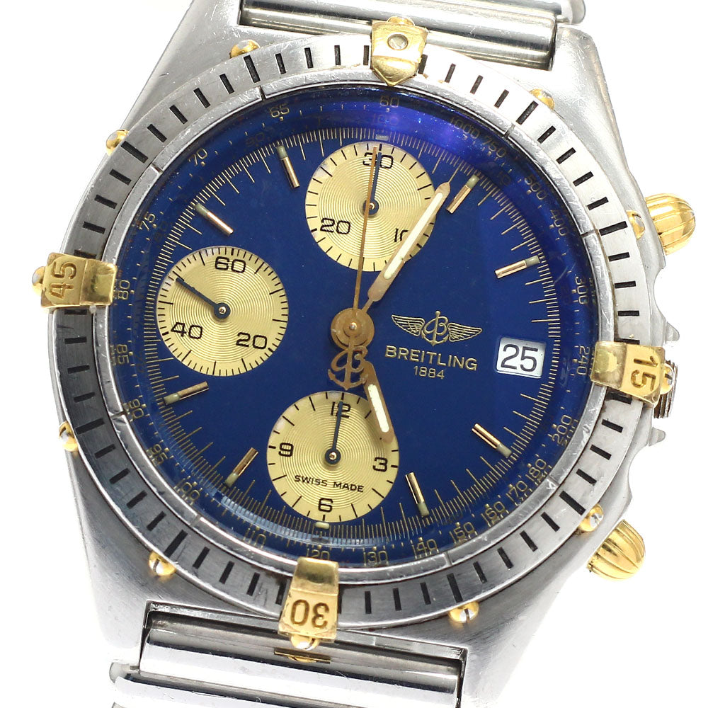 BREITLING Chronomat B13048 Chronograph Date Navy / Gold Dial Automatic Men's Watch_945329