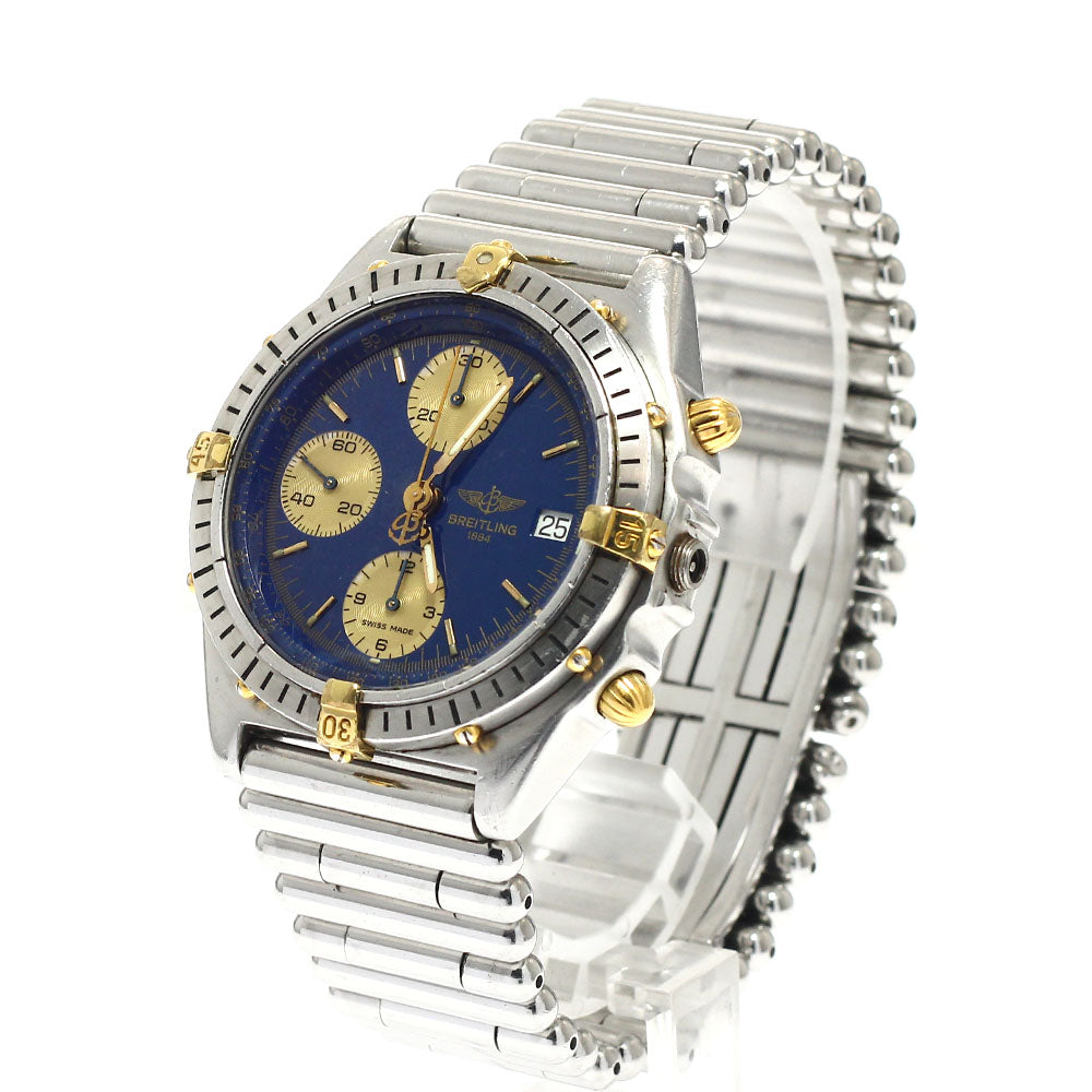 BREITLING Chronomat B13048 Chronograph Date Navy / Gold Dial Automatic Men's Watch_945329