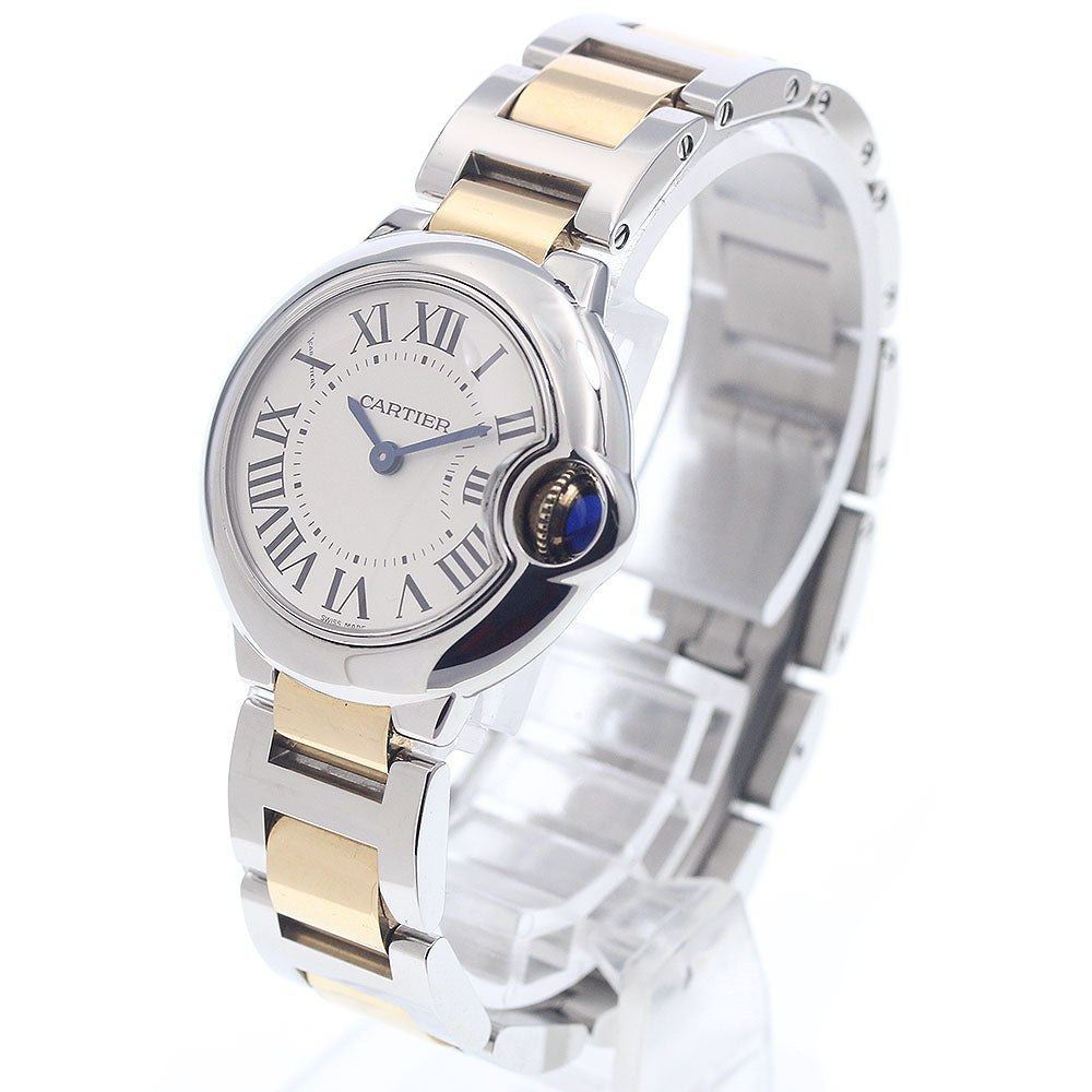 CARTIER Baron blue SM W69007Z3 2 tone Silver Dial Quartz Ladies Watch_945337