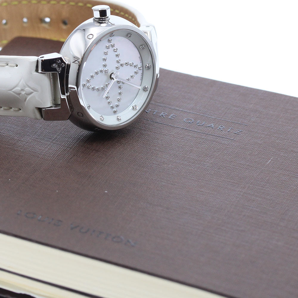 LOUIS VUITTON Tambour Forever Q12M6 diamond White shell Dial Quartz Ladies Watch_945349
