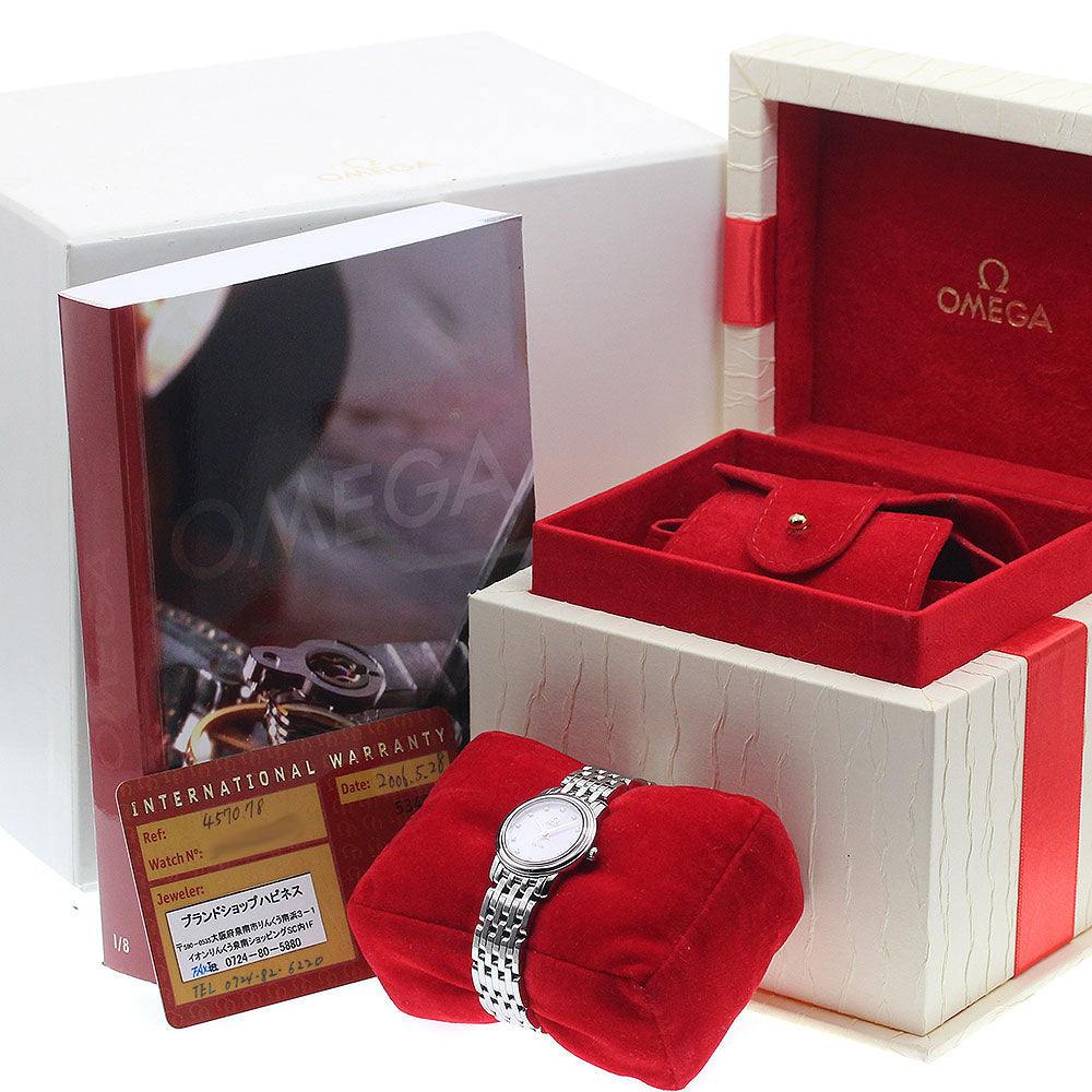 OMEGA De Ville Prestige 4570.78 12P diamond Pink shell Dial Quartz Ladies Watch_945375