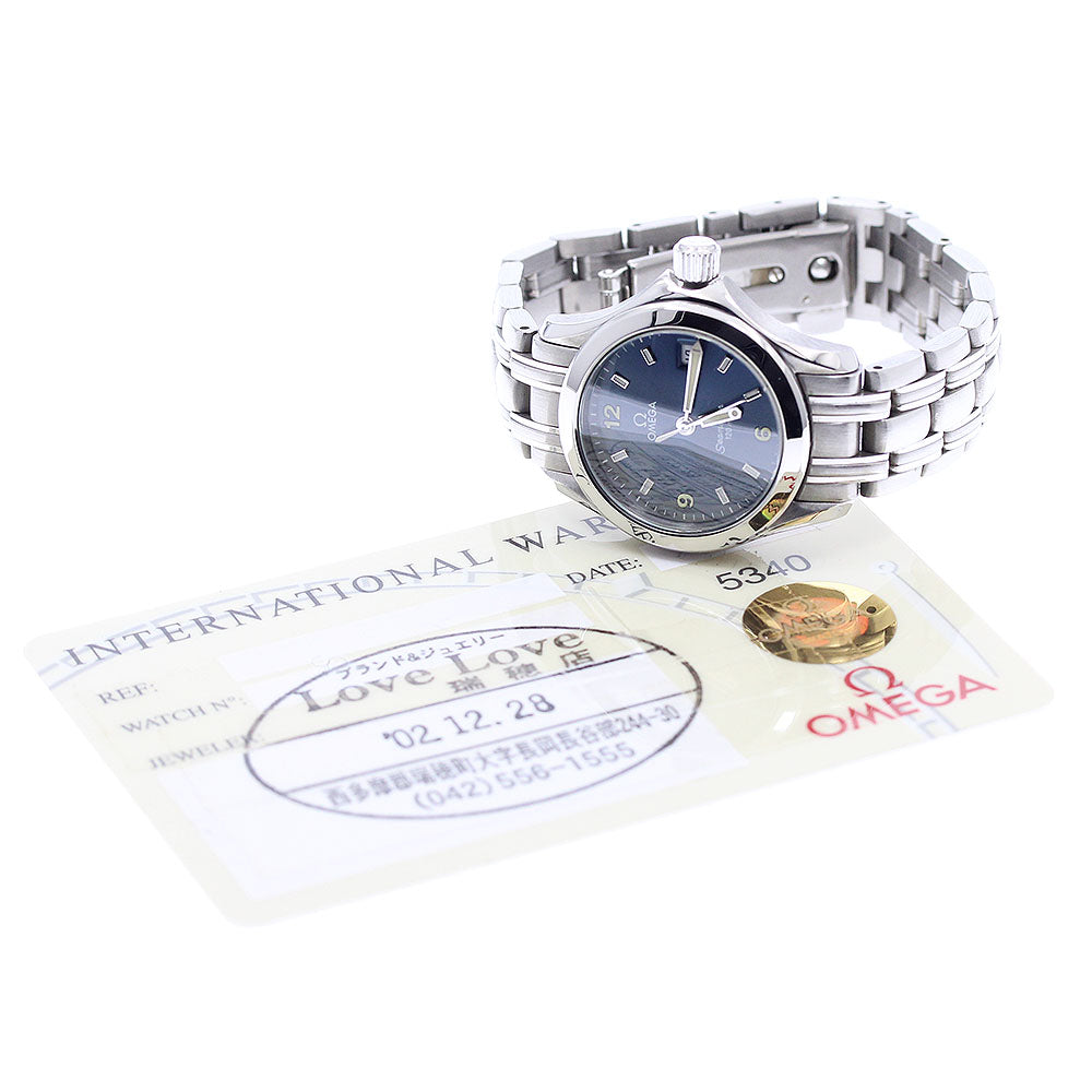 OMEGA Seamaster120 2581.83 Date Navy Dial Quartz Ladies Watch_945493