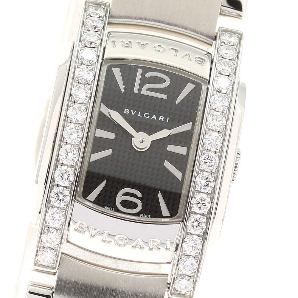 BVLGARI Assioma AA26S Bezel Diamond black Dial Quartz Ladies Watch_945509