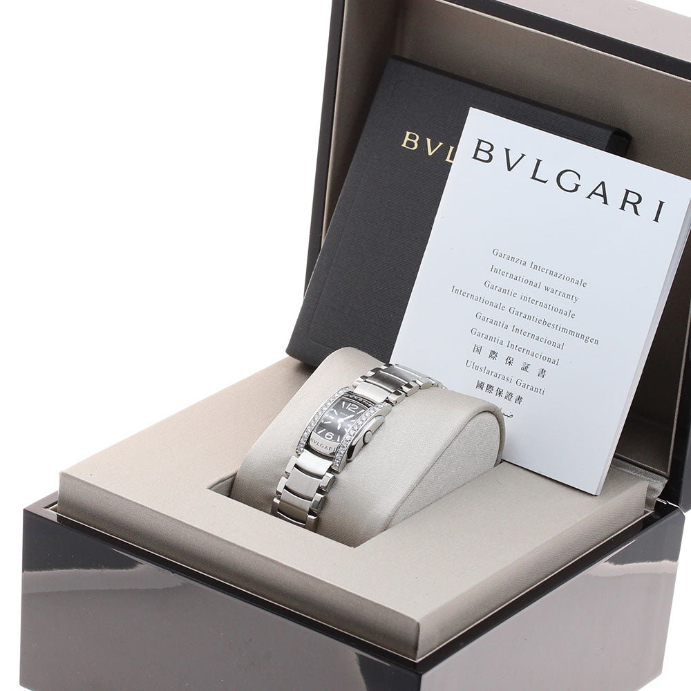 BVLGARI Assioma AA26S Bezel Diamond black Dial Quartz Ladies Watch_945509