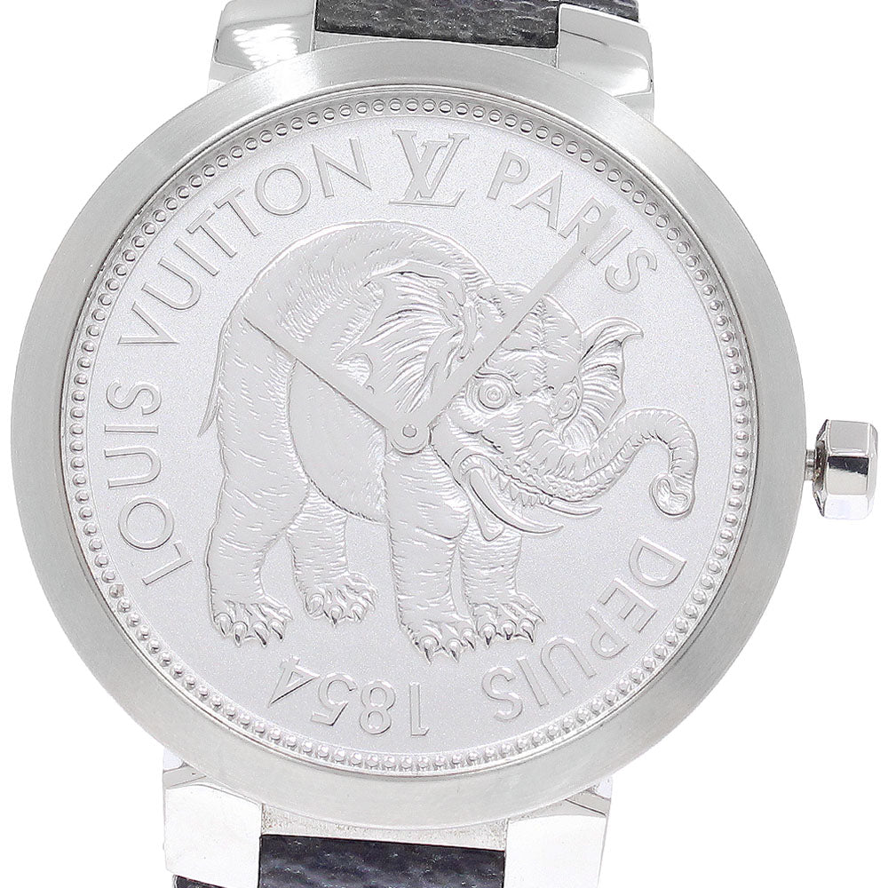 LOUIS VUITTON Tambour Slim Savannah Q2D07 Silver Dial Quartz Men's Watch_945516