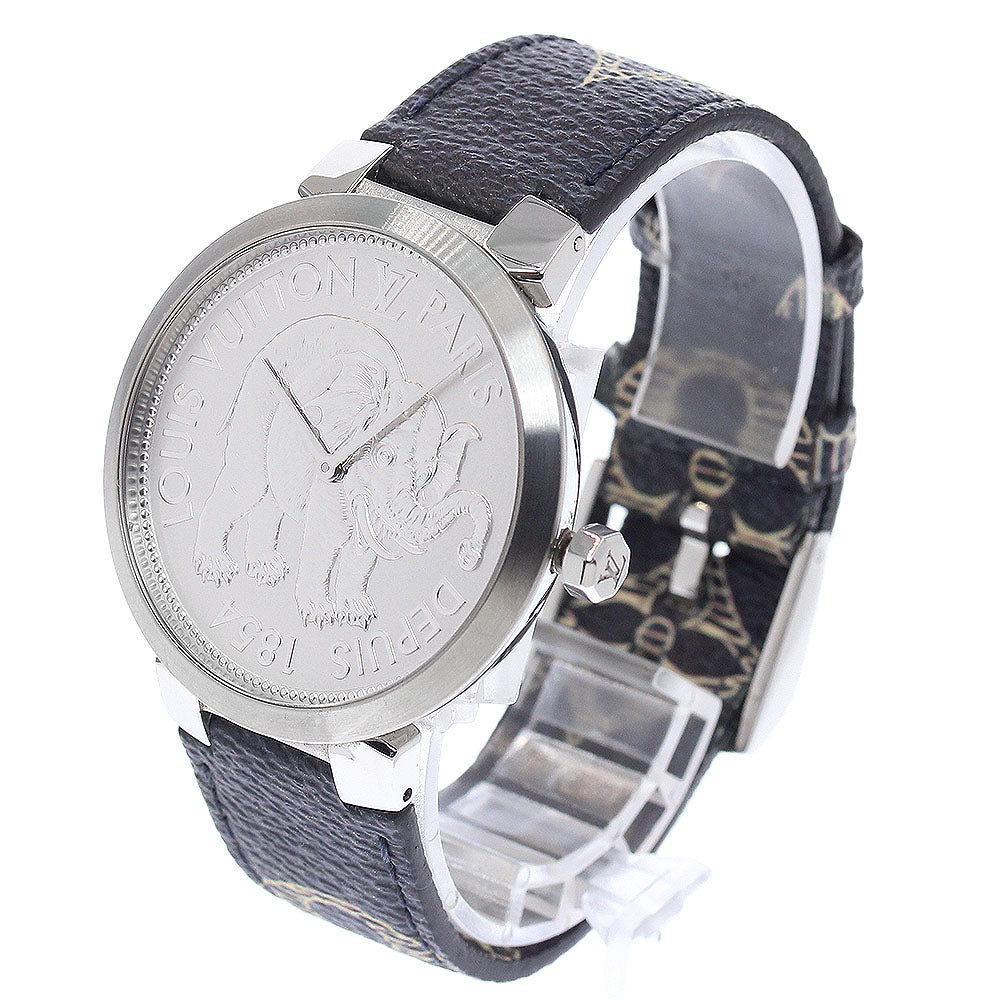 LOUIS VUITTON Tambour Slim Savannah Q2D07 Silver Dial Quartz Men's Watch_945516