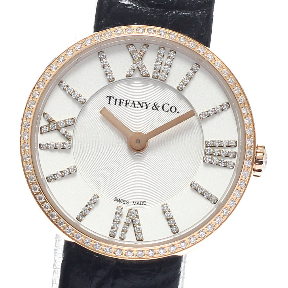 TIFFANY&Co. Atlas 2 hand 18K rose gold diamond bezel diamond index Silver Dial Quartz Ladies Watch_945548