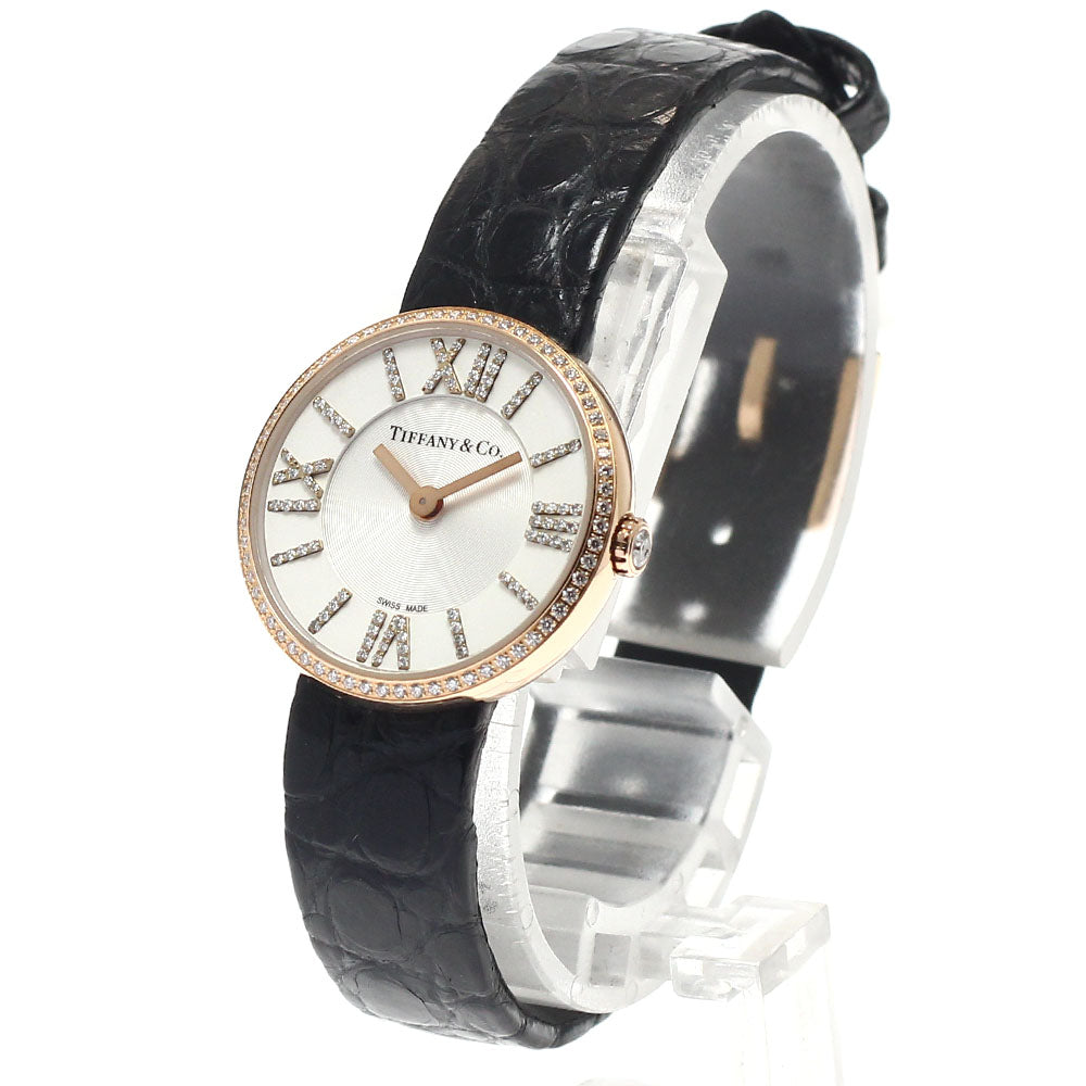 TIFFANY&Co. Atlas 2 hand 18K rose gold diamond bezel diamond index Silver Dial Quartz Ladies Watch_945548
