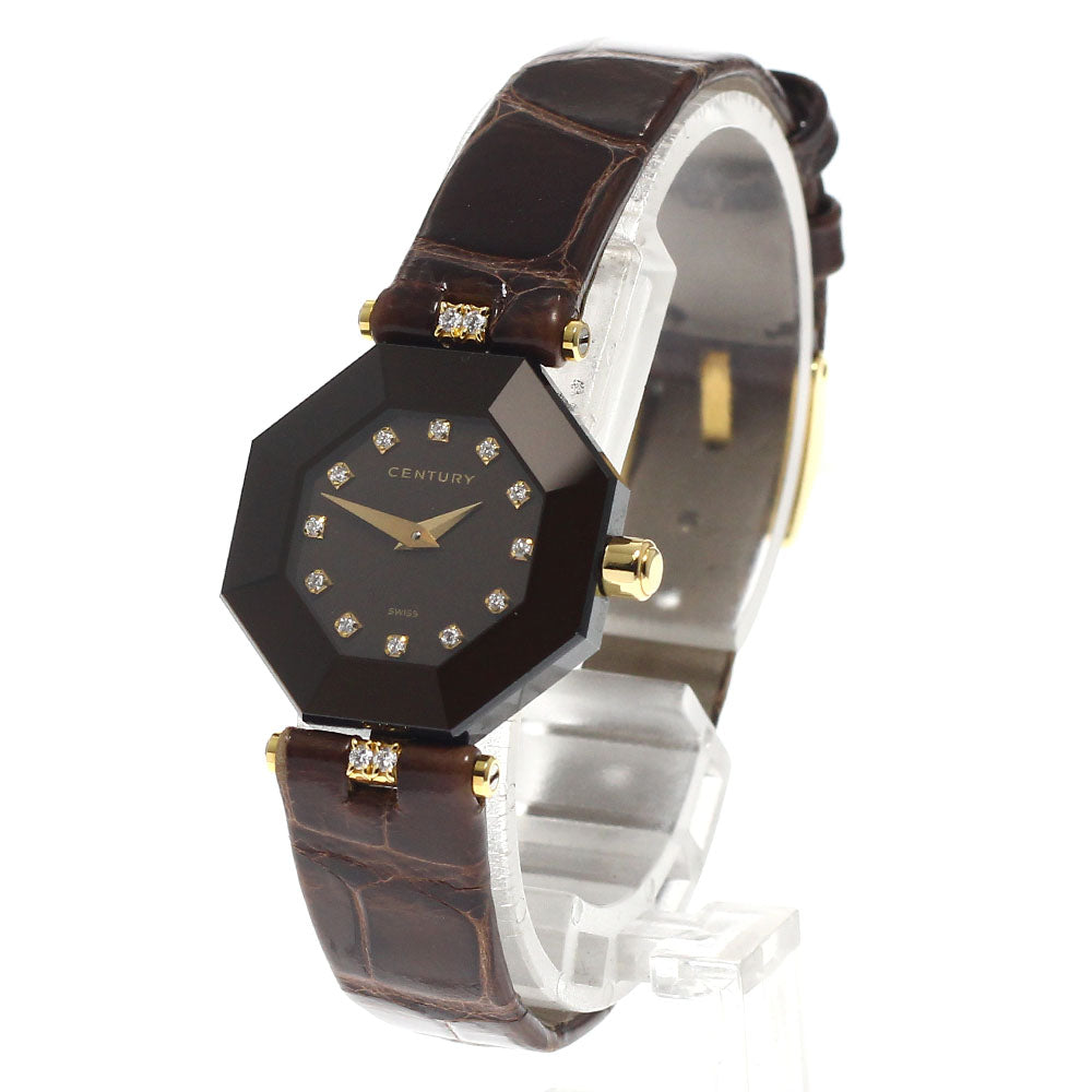 CENTURY Time gem K18YG 12P Diamond Brown Dial Quartz Ladies Watch_945579