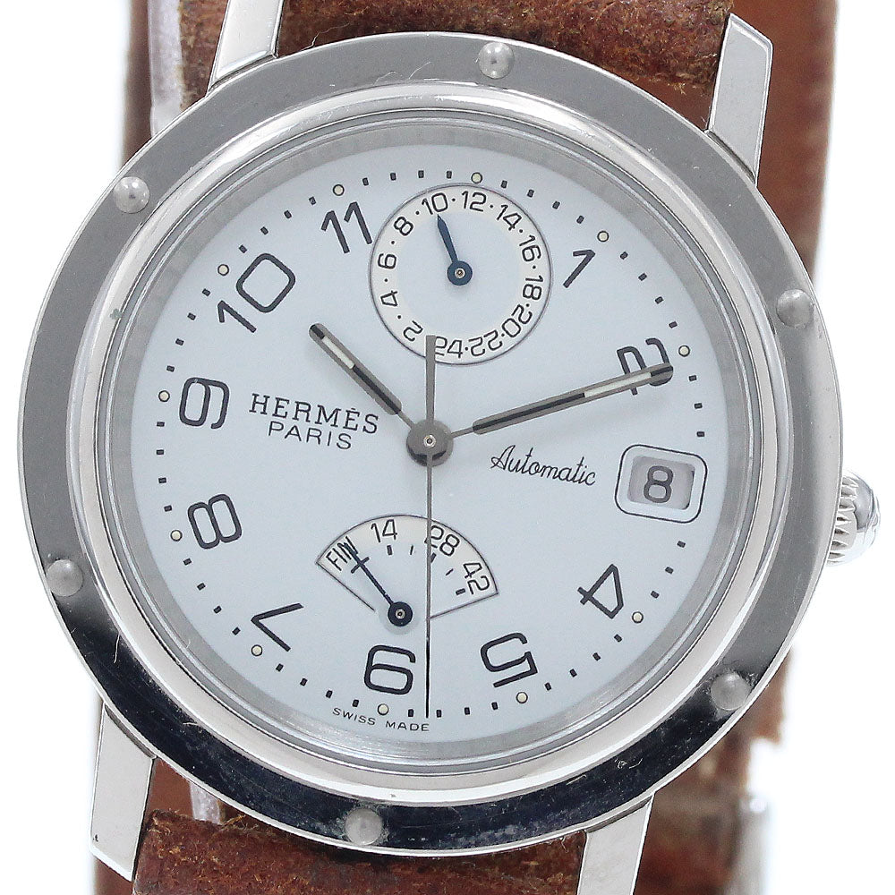 HERMES Clipper CL5.710 Power reserve GMT white Dial Automatic Men's Watch_945641