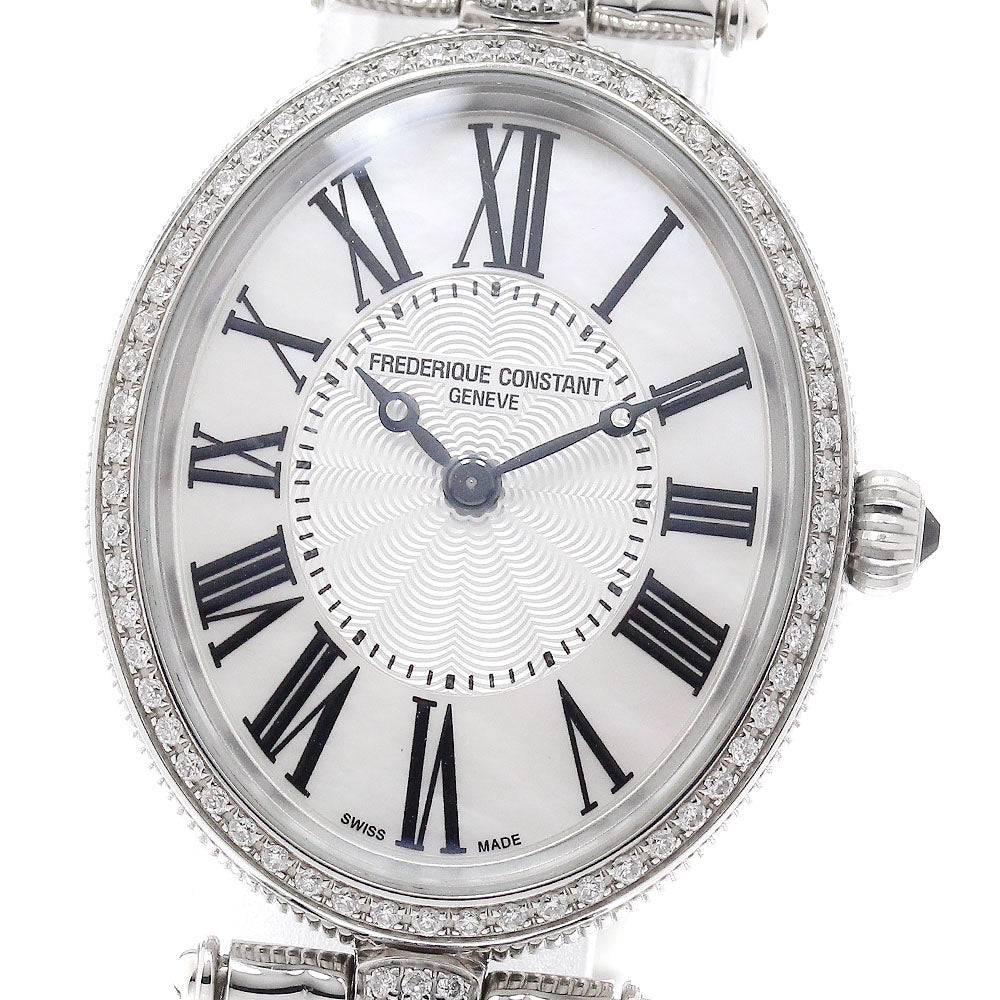 FREDERIQUE CONSTANT Art deco FC-200X2V/VD22/25/26 Diamond Bezel White shell / Silver Dial Quartz Ladies Watch_945668