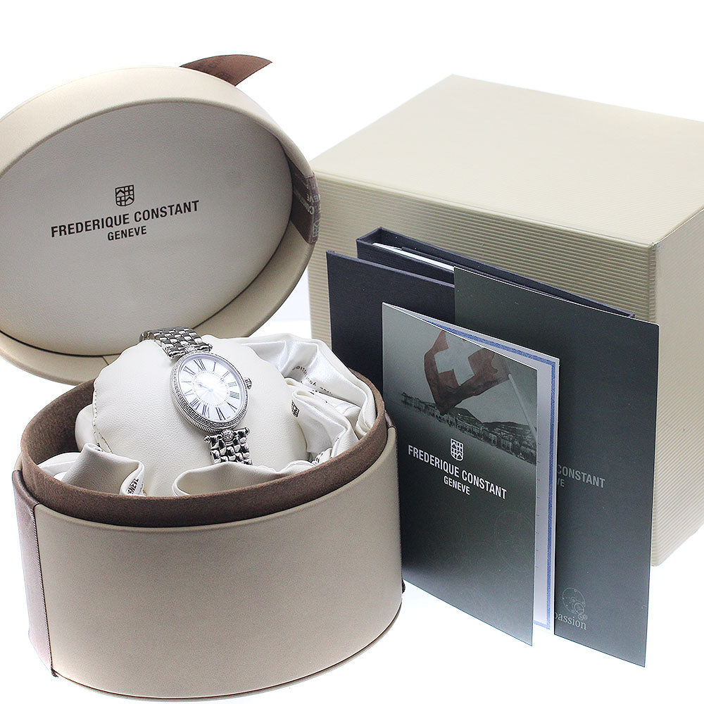 FREDERIQUE CONSTANT Art deco FC-200X2V/VD22/25/26 Diamond Bezel White shell / Silver Dial Quartz Ladies Watch_945668
