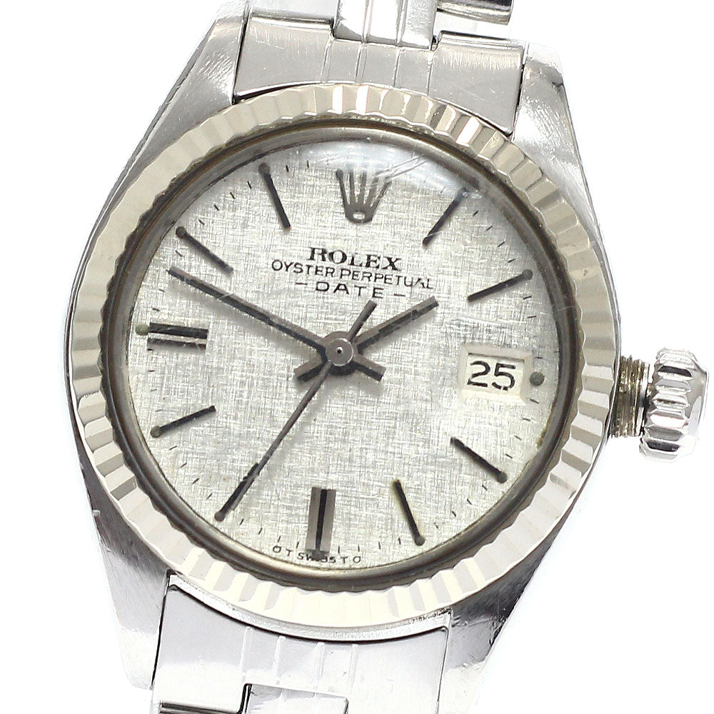 ROLEX Oyster Perpetual Date 6917 WG bezel Cal.2030 Silver Dial Automatic Ladies Watch_945764