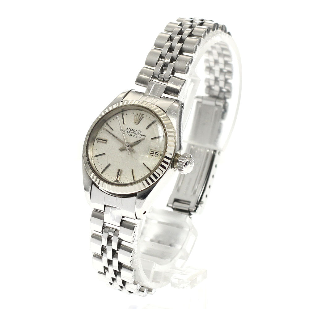 ROLEX Oyster Perpetual Date 6917 WG bezel Cal.2030 Silver Dial Automatic Ladies Watch_945764