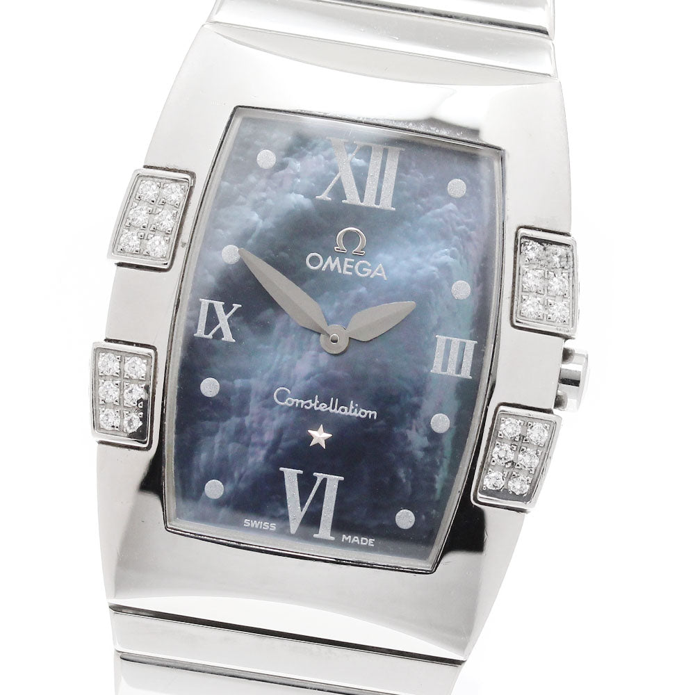 OMEGA Constellation Quadrella 1586.72 diamond bezel blue shell Blue shell Dial Quartz Ladies Watch_945843