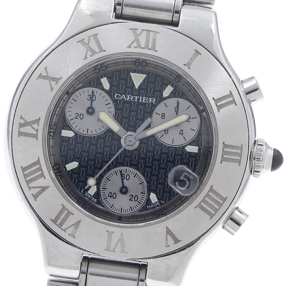 CARTIER CHRONOSCAPH W10172T2 Date black Dial Quartz Men's Watch_945900