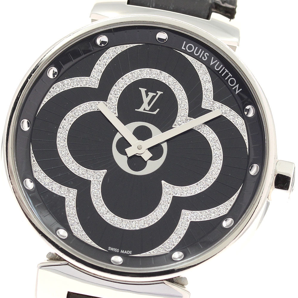 LOUIS VUITTON Tambour Moon Divine QA022 Diamond black Dial Quartz Men's Watch_945951
