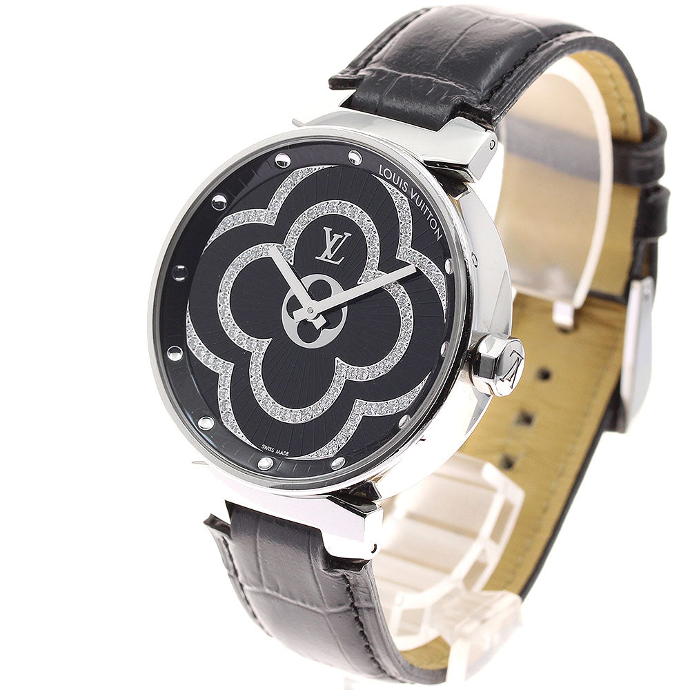 LOUIS VUITTON Tambour Moon Divine QA022 Diamond black Dial Quartz Men's Watch_945951