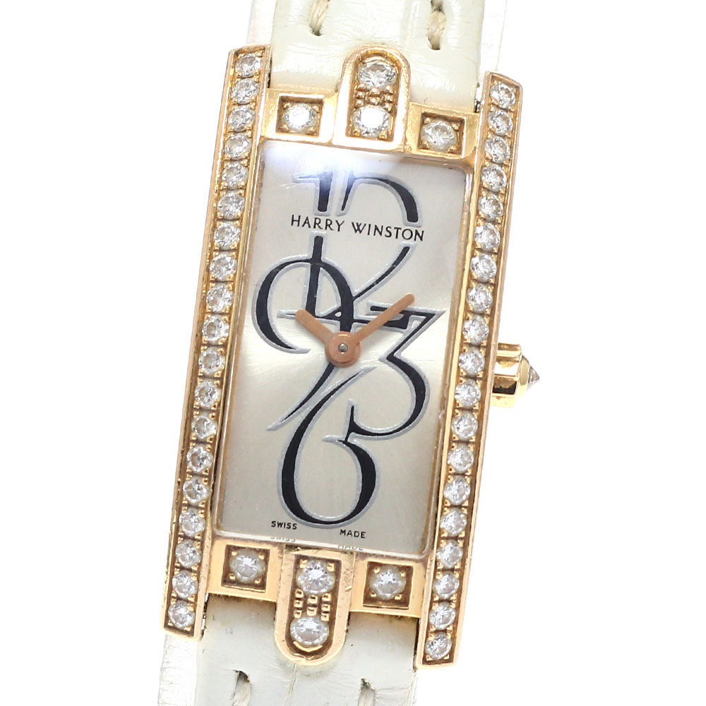 HARRY WINSTON Avenue C Mini 332/LQRL.W/D3.1 K18PG diamond bezel Silver Dial Quartz Ladies Watch_945952