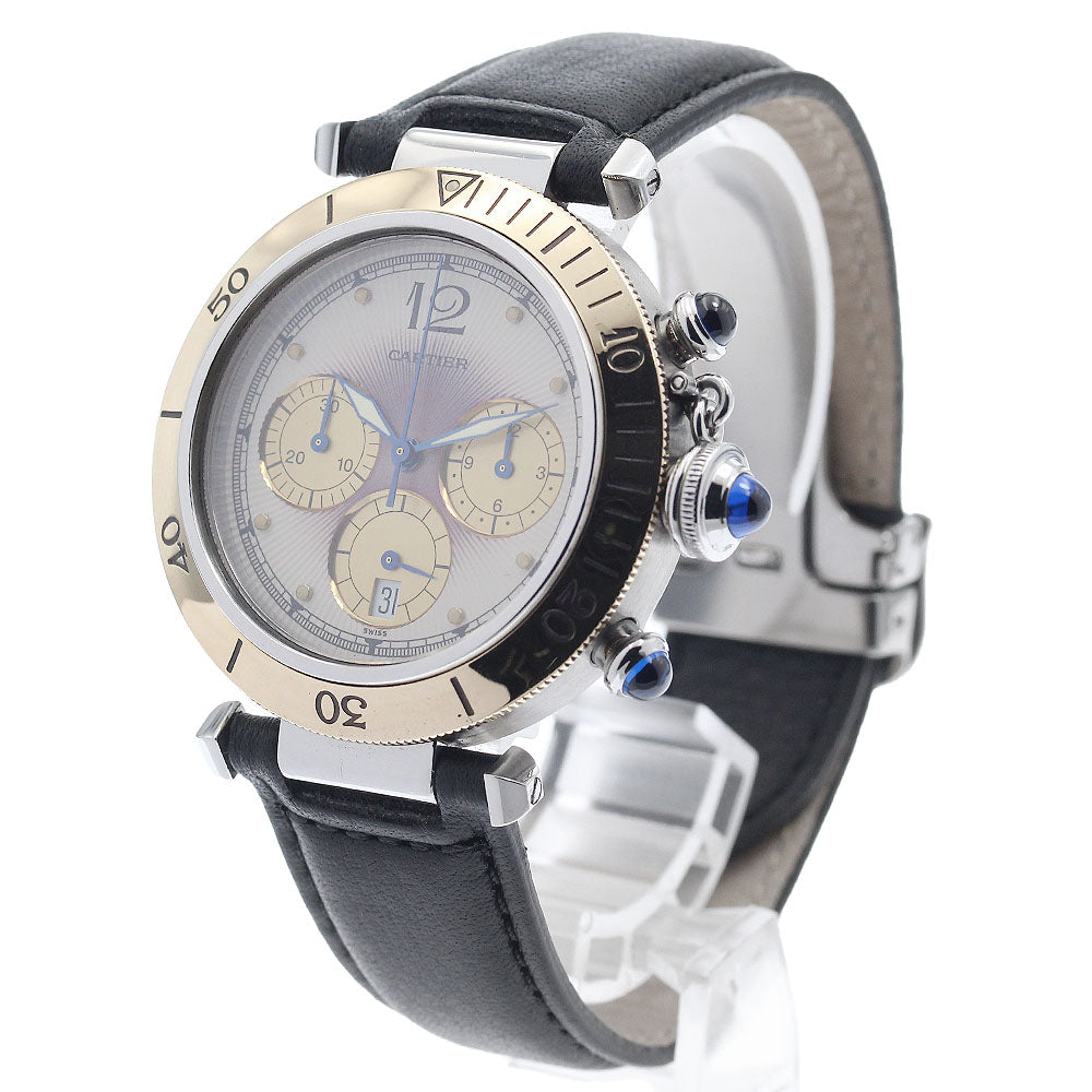 CARTIER Pasha Chrono 38 W3101155 Date YG bezel Quartz Men's Watch_945964