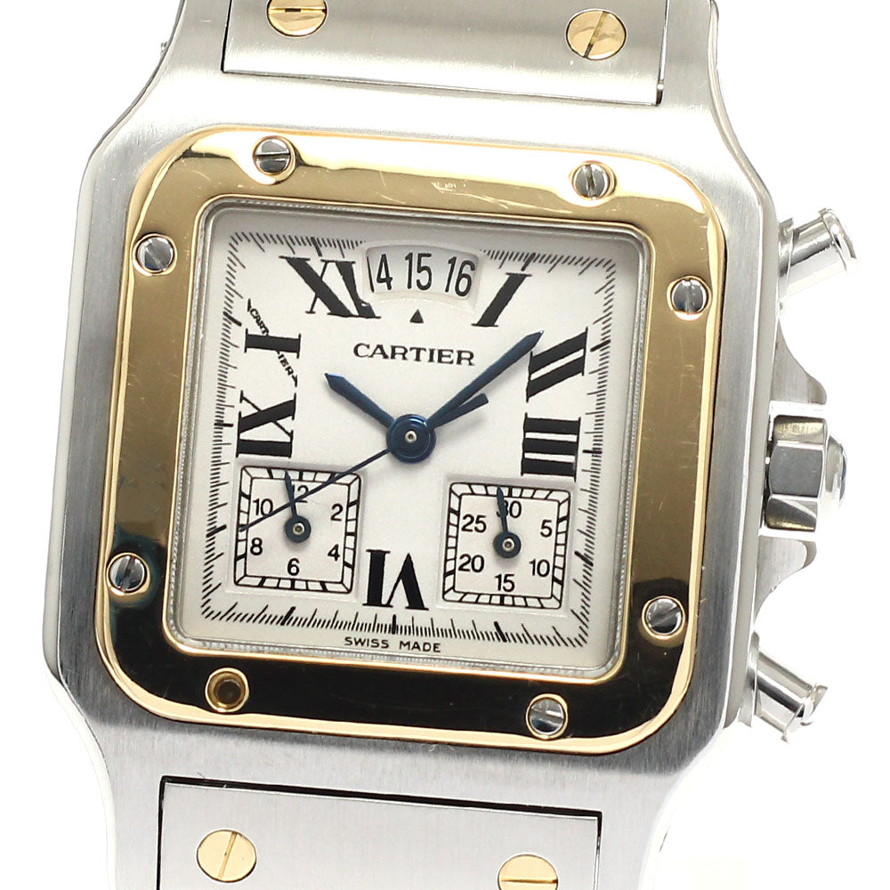 CARTIER Santos Galbee LM Chrono Reflex W20042C4 Perpetual calendar white Dial Quartz Men's Watch_945978