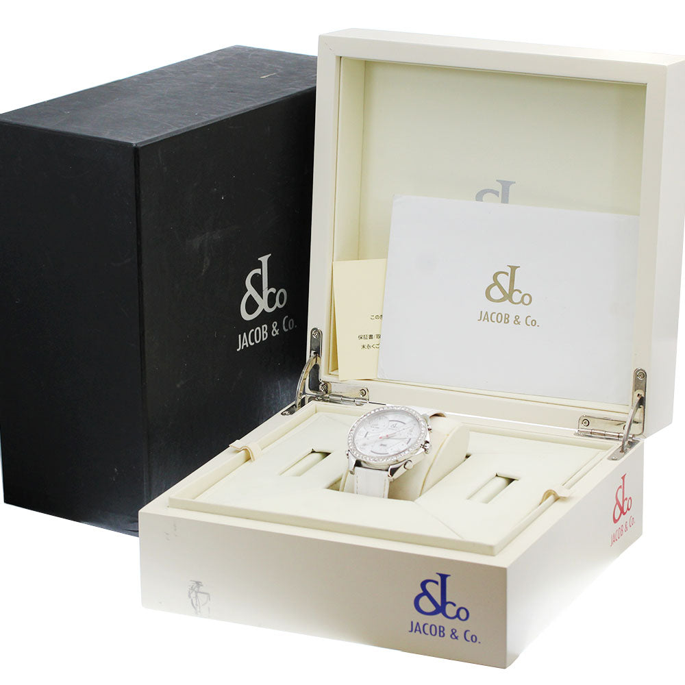 JACOB&CO 5 time zone date diamond bezel Silver Dial Quartz Men's Watch_946560