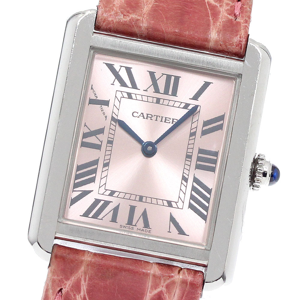 CARTIER Tank solo SM W5200000 pink Dial Quartz Ladies Watch_946615