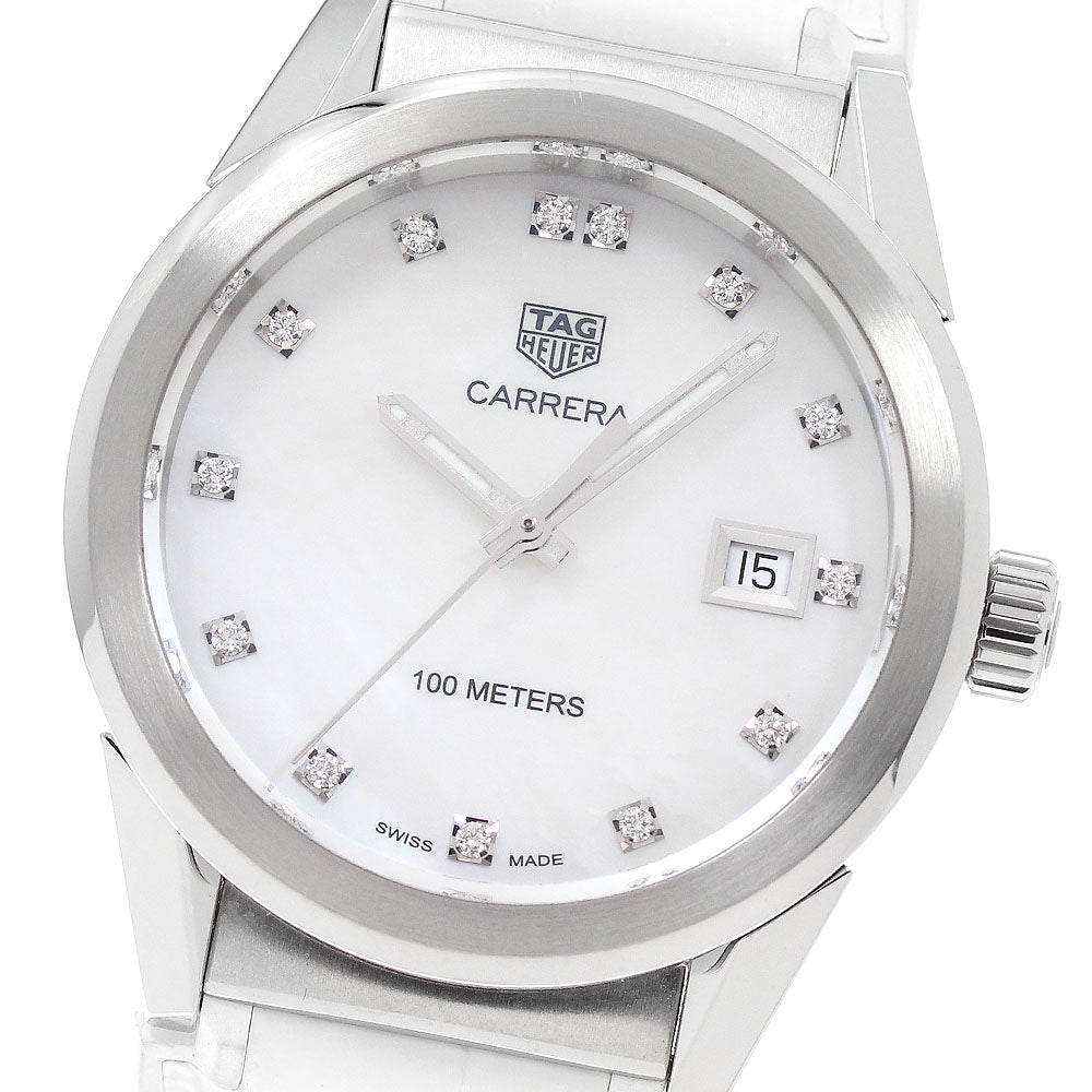 TAG HEUER Carrera WBG1312 13P diamond White shell Dial Quartz Boy's Watch_946642
