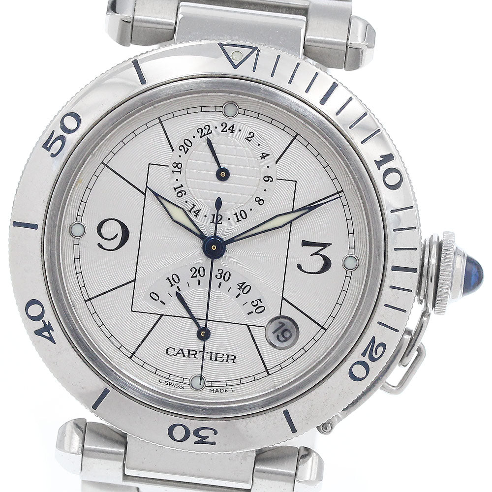 CARTIER Pasha 38mm W31037H3 GMT power reserve Automatic Men's Watch_946719