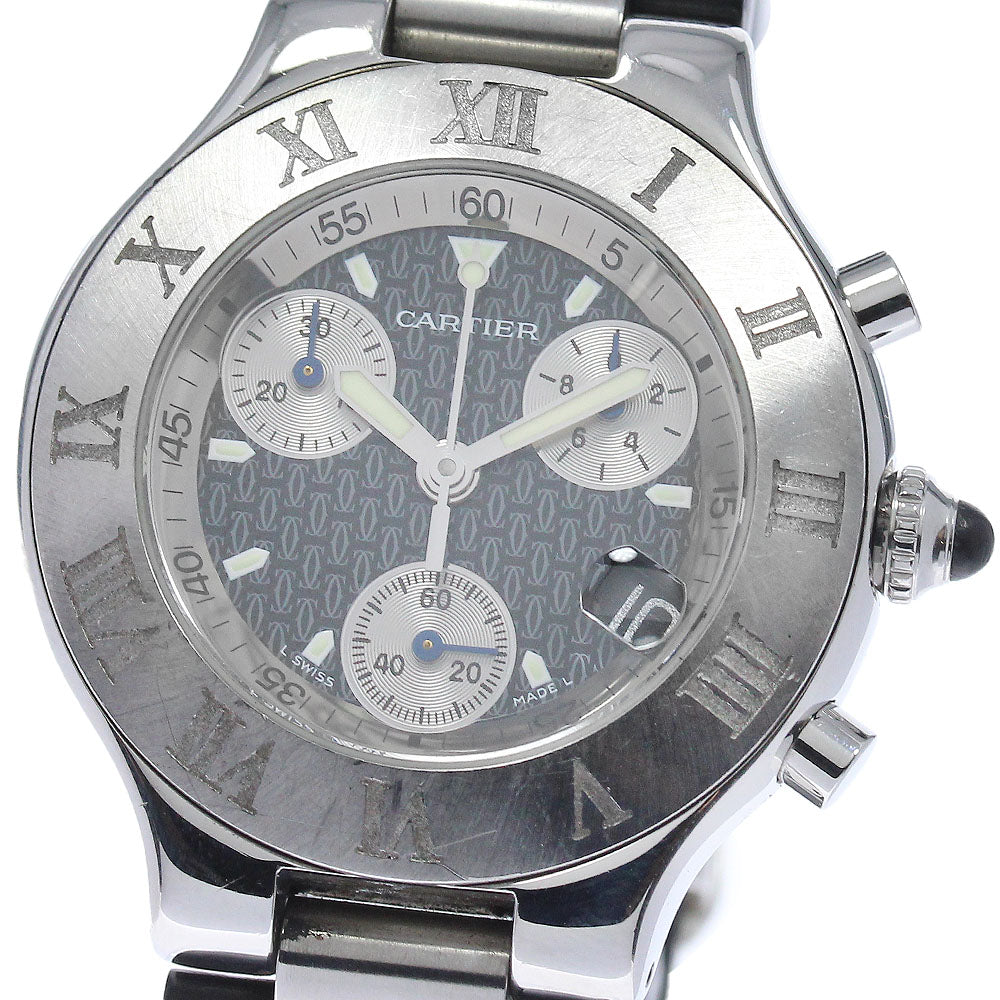 CARTIER CHRONOSCAPH W10125U2 Date Black / Silver Dial Quartz Men's Watch_946732