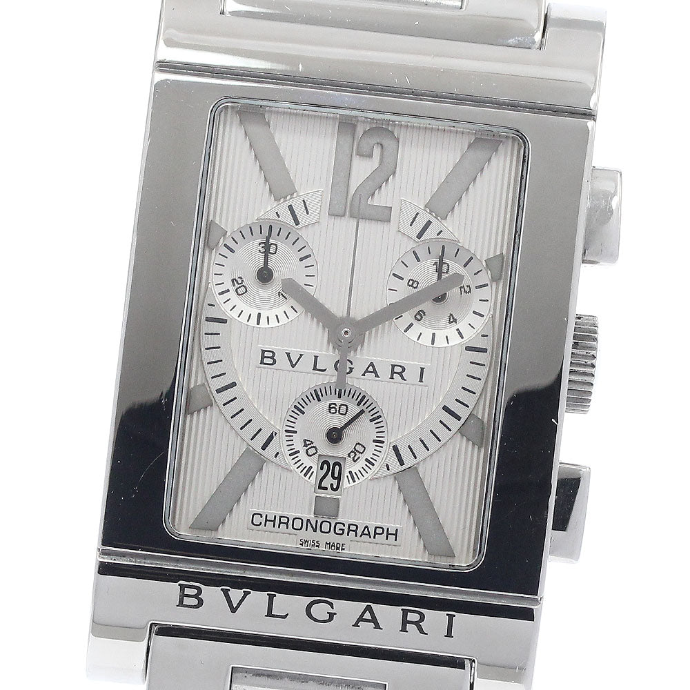 BVLGARI Rettangolo RTC49S Date Chronograph Silver Dial Quartz Men's Watch_946858